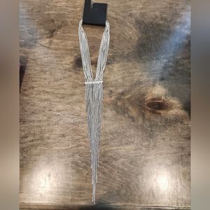 Wonderwest Silver Fringe/Rhinestone Statement Necklace.